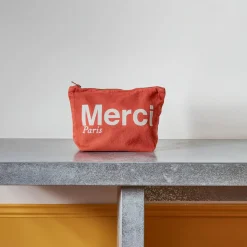 Femme V01 Trousses De Toilette|Pochettes-Merci - Pochette en coton - Terracotta & Blanc