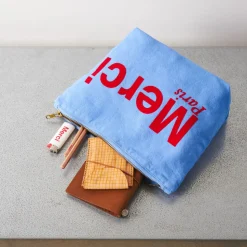 Femme V01 Trousses De Toilette|Pochettes-Merci - Pochette en coton - Bleu & Rouge