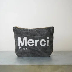 Femme V01 Trousses De Toilette|Pochettes-Merci - Pochette en coton Marble - Noir & Blanc