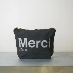 Femme V01 Trousses De Toilette|Pochettes-Merci - Pochette en coton - Noir & Argent