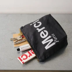 Femme V01 Trousses De Toilette|Pochettes-Merci - Pochette en coton - Noir & Argent