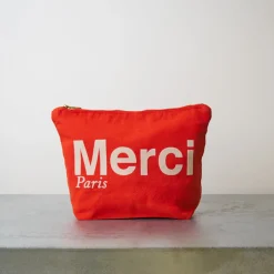 Femme V01 Trousses De Toilette|Pochettes-Merci - Pochette en coton - Rouge & Ecru
