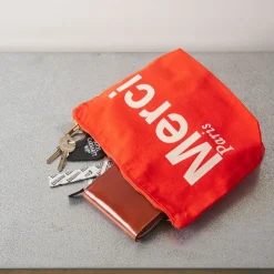 Femme V01 Trousses De Toilette|Pochettes-Merci - Pochette en coton - Rouge & Ecru