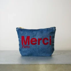 Femme V01 Trousses De Toilette|Pochettes-Merci - Pochette en coton - Denim