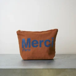 Femme V01 Trousses De Toilette|Pochettes-Merci - Pochette en coton - Marron & Marine