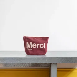 Femme V01 Trousses De Toilette|Pochettes-Merci - Pochette en coton - Bordeaux & Crème