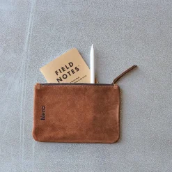 Femme MERCI Trousses De Toilette|Pochettes-- Pochette en daim - Cognac