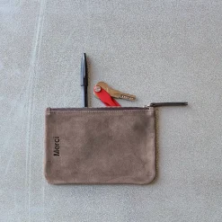 Femme MERCI Trousses De Toilette|Pochettes-- Pochette en daim - Saloon