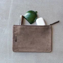 Femme MERCI Trousses De Toilette|Pochettes-- Pochette en daim - Saloon