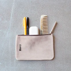 Femme MERCI Trousses De Toilette|Pochettes-- Pochette en daim - Earth