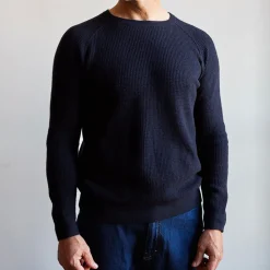Homme MERCI Mailles-- Pull en laine - Marine
