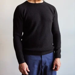 Homme MERCI Mailles-- Pull en laine - Noir Charbon