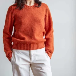 Femme MERCI Mailles-- Pull en laine Shetland Femme - Orange