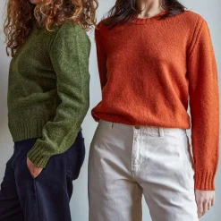 Femme MERCI Mailles-- Pull en laine Shetland Femme - Orange