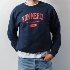 Femme M05 Sweats|Sweats-Merci - Sweat College Non Merci - Bleu