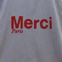 Femme V01 Tote Bags Merci-Merci - Tote Bag en Coton Hickory - Bleu rayé