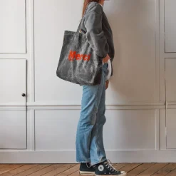 Femme V01 Tote Bags Merci-Merci - Tote Bag en Coton Marble - Noir