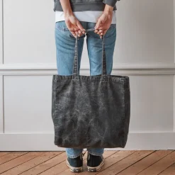 Femme V01 Tote Bags Merci-Merci - Tote Bag en Coton Marble - Noir