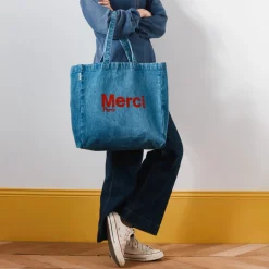 Femme V01 Tote Bags Merci-Merci - Tote Bag en coton - Denim