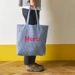 Femme V01 Tote Bags Merci-Merci - Tote Bag en coton Hickory - Marine & Rose