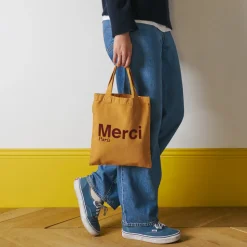 Femme V01 Tote Bags Merci-Merci - Tote Bag en coton - Beige & Marron