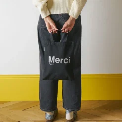 Femme V01 Tote Bags Merci-Merci - Tote Bag en coton - Noir & Argent