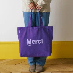 Femme V01 Tote Bags Merci-Merci - Tote Bag en coton - Violet & Lila