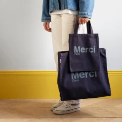 Femme V01 Tote Bags Merci-Merci - Tote Bag en coton - Marine