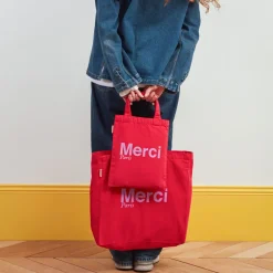 Femme V01 Tote Bags Merci-Merci - Tote Bag en coton - Rouge & Violet