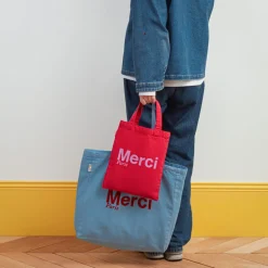 Femme V01 Tote Bags Merci-Merci - Tote Bag en coton - Rouge & Violet