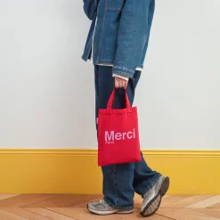Femme V01 Tote Bags Merci-Merci - Tote Bag en coton - Rouge & Violet