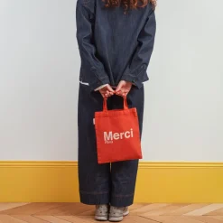 Femme V01 Tote Bags Merci-Merci - Tote Bag en coton - Orange & Sable