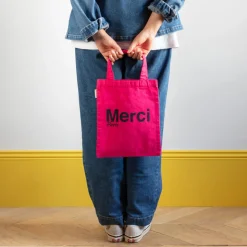 Femme V01 Tote Bags Merci-Merci - Tote Bag en coton - Rose & Marine