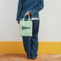 Femme V01 Tote Bags Merci-Merci - Tote Bag en coton - Mint & Bleu