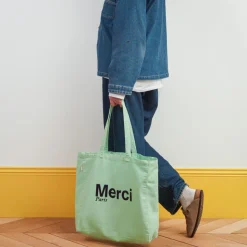 Femme V01 Tote Bags Merci-Merci - Tote Bag en coton - Mint & Bleu