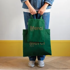 Femme V01 Tote Bags Merci-Merci - Tote Bag en coton - Vert