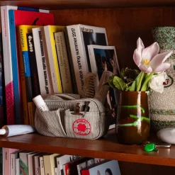 2105 VJ SOURCING Trousses|Écriture-Merci - Trousse en canvas Weekender - Rayures Bleu