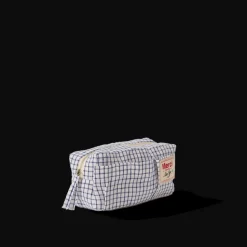 200 LINTEX Trousses|Écriture-Merci - Trousse en lin lavé - Carreaux Bleu Shibori