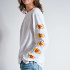 Femme BS01 T-shirts|T-shirts-Merci - T-Shirt Ls Non Merci Beavies - Blanc