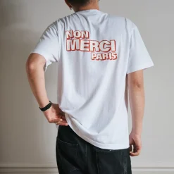 Femme BS01 T-shirts|T-shirts-Merci - T-Shirt Non Merci - Blanc