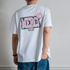 Femme BS01 L'esprit Merci|T-shirts-Merci - T-Shirt Non Merci College - Blanc