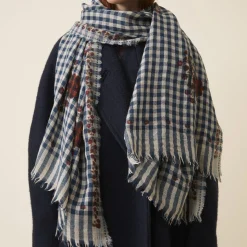 Femme MOISMONT Foulards & Echarpes-- Echarpe n°693 - Flowers Navy Blue