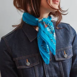 Femme Moismont Foulards & Echarpes-x Merci - Bandana Trèfle - Turquoise