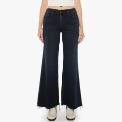Femme Mother Jeans-- Jean Roller Fray - Noir