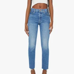 Femme Mother Jeans-- Jeans The Tomcat Ankle Fray - Bleu