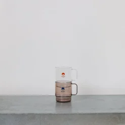 2160 BEAMS Tasses-Mug Transparent - Marron & Bleu