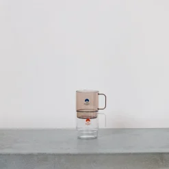 2160 BEAMS Tasses-Mug Transparent - Marron & Bleu