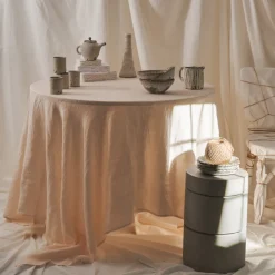 200 LINTEX Nappes-Nappe en lin lavé - Blanc de Ceruse