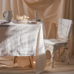 200 LINTEX Nappes-Nappe en lin lavé - Blanc Gres