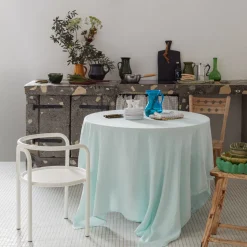 200 LINTEX Nappes-Nappe en lin lavé - Bleu Antiparos